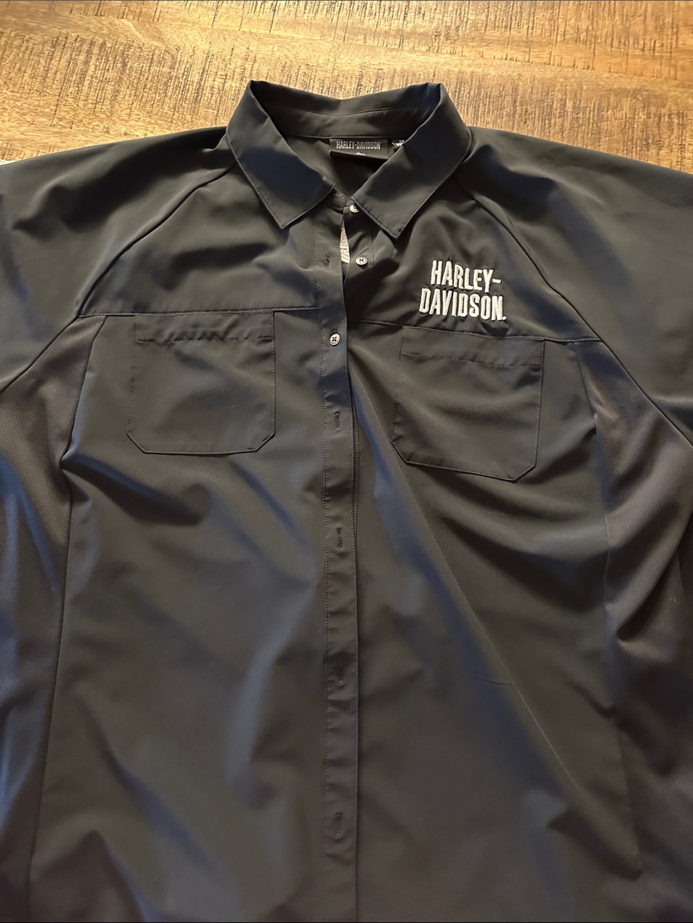 Harley-Davidson Black Button Front Work Shirt with White Logo